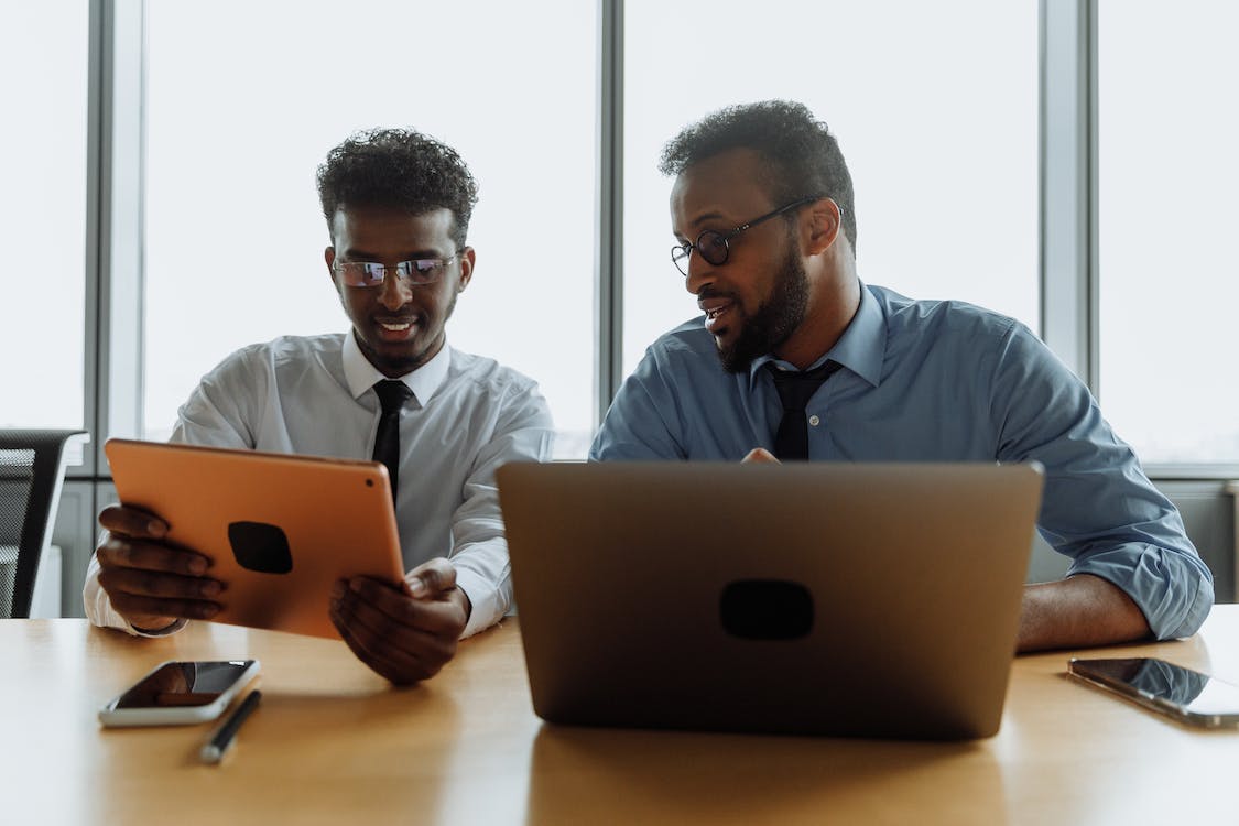 Free Men having a Conversation Stock Photo